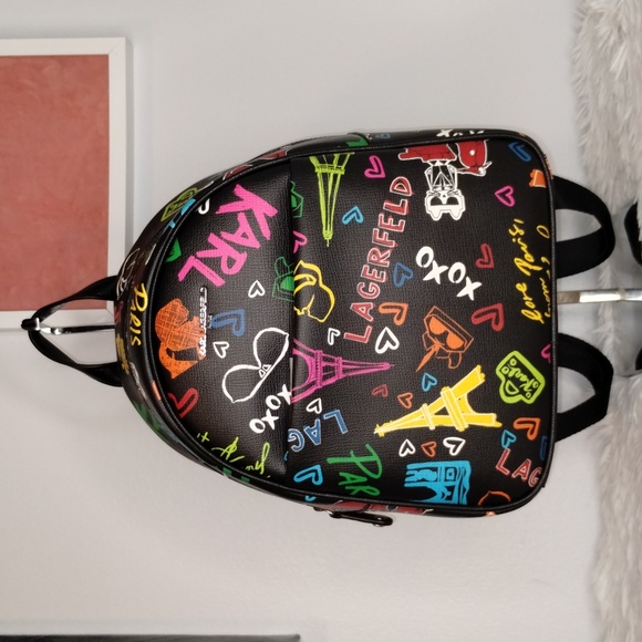 Karl Lagerfeld Black Neon Nights Backpack - Picture 1 of 9